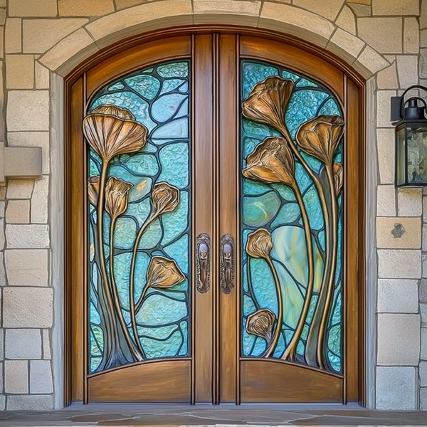 "Golden Bloom" Art Nouveau Entry Door